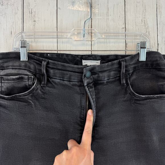 Good American Black271 Classic Slim-Straight Raw Step-Hem Jeans Plus Size 15 - Picture 5 of 14
